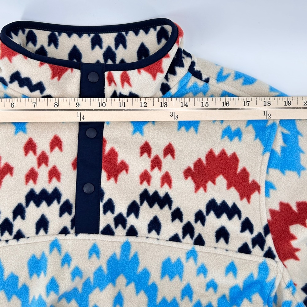 Lands' End Mens Large‎ Fleece Pullover Aztec Print Snaps Mock Neck L Sweater - Picture 8 of 12